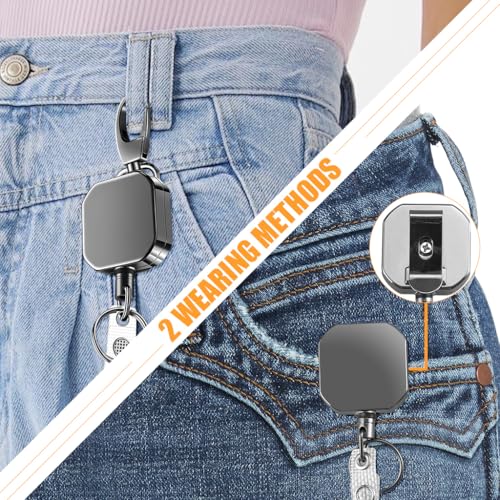 ZORBES® Retractable Id card Holder, Keychain Badge Holder, Zinc Alloy Metal Carabiner Keychain 26.7 inches Retractable Steel Wire Reel Design Utility Carabiner Keyring for Keys, Badge, Cards 3 PCS ZORBES® Retractable Id card Holder, Keychain Badge Holder, Zinc Alloy Metal Carabiner Keychain 26.7 inches Retractable Steel Wire Reel Design Utility Carabiner Keyring for Keys, Badge, Cards 3 PCS